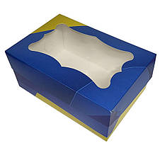 Картонна коробка для десертів "Прапор" з вікном 3 штуки (250*170*110мм)