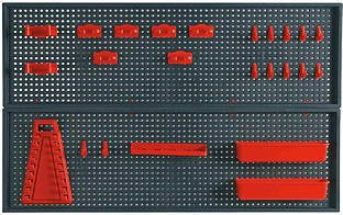 Панель для інструменту TOPEX перфорована, 2шт 25x80см, 2 контейнера, 10 затискачів, 8 захватів Baumar - Порадуй Себе