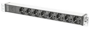 Пристрій розподілу електроживлення DIGITUS 1U, 8xSchuko, 10A, 250V, запобіжник, вилка C14 Baumar - Порадуй Себе
