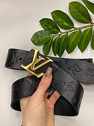 Шкіряний Ремінь пояс чорний Louis Vuitton Луї Віттон