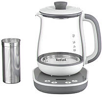 Електрочайник Tefal Tastea tea maker 1.5л, скло, заварник, біло-сірий Baumar - Порадуй Себе