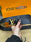 Шкіряний Ремінь пояс Louis Vuitton Black full matte Луї витон