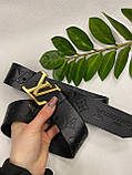 Шкіряний Ремінь пояс Louis Vuitton Black full matte Луї витон, фото 2