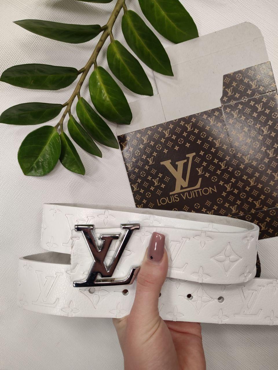 Ремінь пояса шкіра білий, бренд Louis Vuitton Black Луї витон