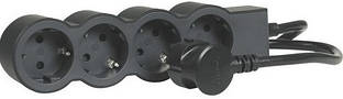 Подовжувач Legrand стандарт, 4хSchuko, 16А, 3м, чорний Baumar - Порадуй Себе