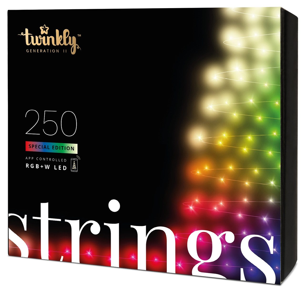 Twinkly Smart LED Гірлянда Twinkly Strings RGBW 250, Gen II, IP44, довжина 20м, кабель чорний  Baumar - Порадуй Себе