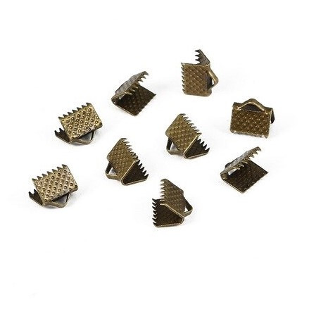 Обтискний кінцевик для стрічки Finding Затискач-кінцевик металевий Антична бронза 8мм x 8мм