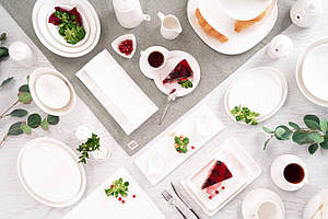 ARDESTO Блюдо 3-х ярусне, 32х32см, порцеляна, білий Baumar - Порадуй Себе