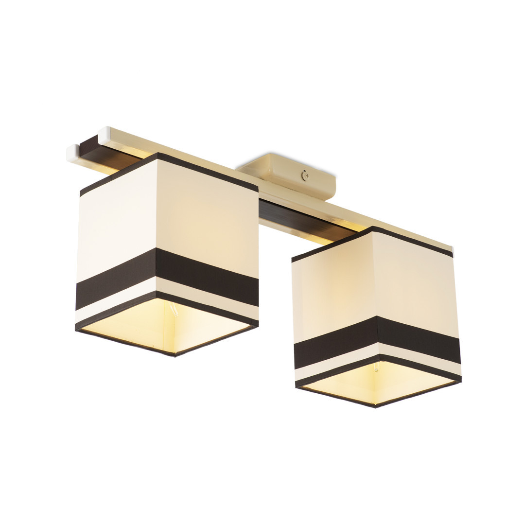 Сстельова люстра з абажуром на 2 лампи з металу та дерева кремова 50x20 см