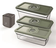 Вакууматор Electrolux для багаторазових пакетів і контейнерів, 4Вт, механічне керування, +3 контейнера, пластик, сірий Baumar -