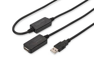 Подовжувач DIGITUS USB 2.0 Active Cable, A/M-A/F, 20м, чорний Baumar - Порадуй Себе