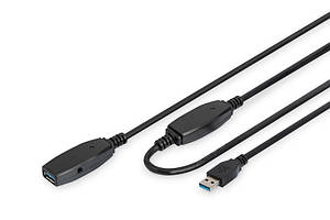 Подовжувач DIGITUS USB 3.0 Active Cable, A/M-A/F, 10м, чорний Baumar - Порадуй Себе