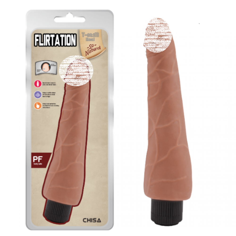 Вібромасажер реалістичної форми Chisa Flirtation Brown 23см