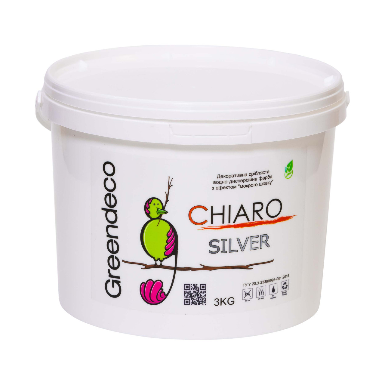 Фарба з ефектом шовку Chiaro (Silver/Gold/Pearl/Bianco). Greendeco 3, Silver