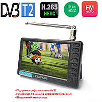 Мини телевизор LEADSTAR D5, с поддержкой DVB-T2, до 55 цифровых каналов, +FM радио. Встроенный аккумулятор. 5"