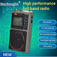 Радиоприемник HanRongDa HRD-787 military AM/FM/SW/WB//VHF, Li-Ion,TypeC, наушники, фонарь, управление со смарт