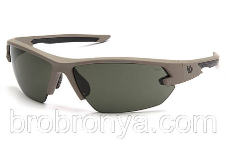 Окуляри захисні Venture Gear Tactical Semtex 2.0 Tan (forest gray) Anti-Fog, чорно-зелені в пісочній оправі, фото 1