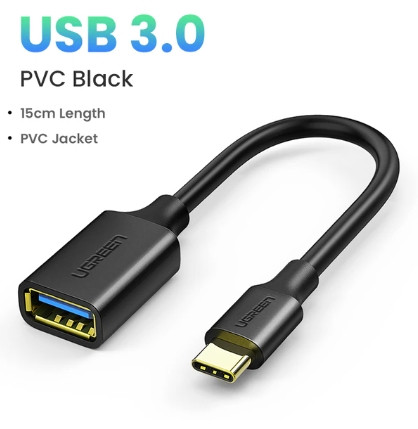 Кабель Ugreen Type-C to USB 3.0 OTG адаптер 15СМ Black (US203)