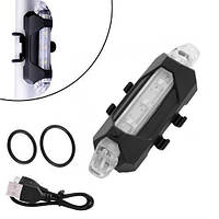 Велосипедний ліхтар задній акумуляторний велофонарь, білий+червоне світло, 4 режими роботи, водонепроникний корпус