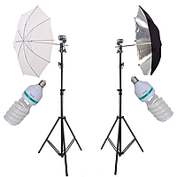 Набор студийного света Prolight 300 вт. 5500К с зонтами на отражение и просвет