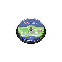 Диск CD Verbatim CD-RW 700Mb 12x Cake box 10шт (43480)