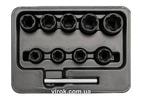 Набір головок для видалення зломаних гвинтів YATO : квадрат 3/8", h= 10 мм. 1 (Шт/Набір) [20] Baumar - Порадуй Себе