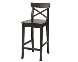 INGOLF Барний стілець зі спинкою, коричнево-чорний,63 см 402.485.13