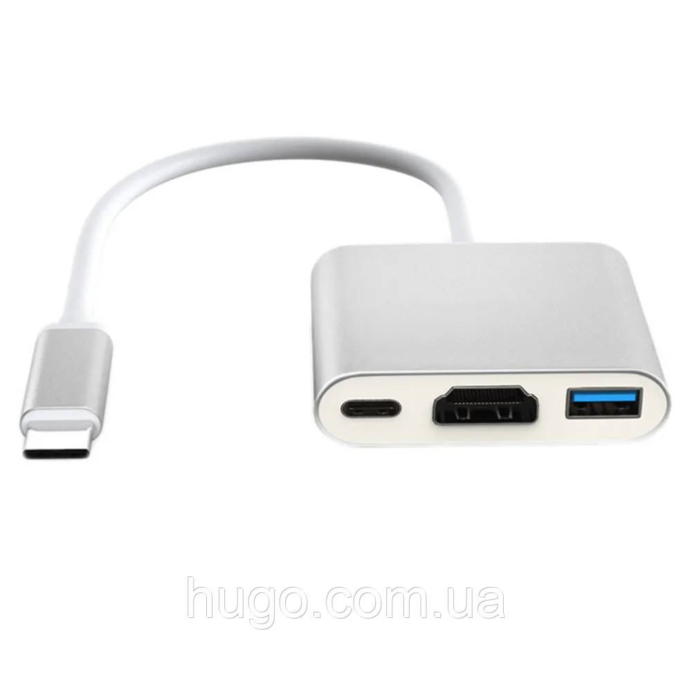 Перехідник USB Type-C - HDMI 4K, Сірий / Адаптер конвертер відеосигналу для телевізора, фото 1