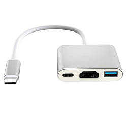 Перехідник USB Type-C - HDMI 4K, Сірий / Адаптер конвертер відеосигналу для телевізора