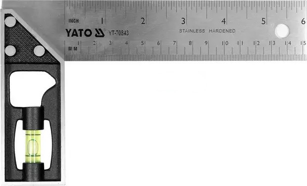 Кутник слюсаря метричний з рівнем 150мм Yato 70843