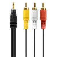 Кабель мультимедийный J3RCA 1/150 см I Кабель тюльпаны I Кабель тюльпаны для андроид приставок