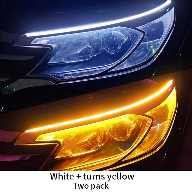 Гібка світлодіодна LED 30 см стрічка для фар автомобіля, мотоцикла, гнучкі денні ходи з блимаючим поворотом