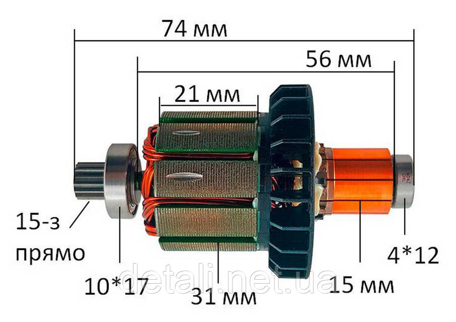 Якорь шуруповерта Makita DDF482 оригинал 619583-5 / 619380-9 (74