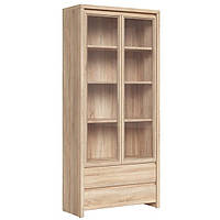 Вітрина дводверна зі склом Каспіан 014 корпус та фасад ДСП Дуб сонома (БРВ-Україна TM)