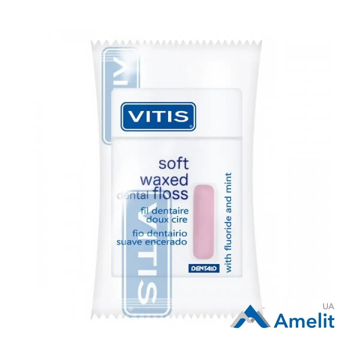 Зубна нитка м'яка VITIS, рожева, з м'ятою і фтором, CAMPAIGN (Dentaid), 1 шт.