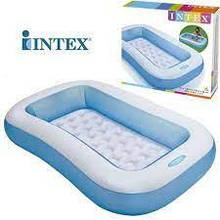 Надувний басейн Intex з надувним дном для малюків 166х100х28 см Інтекс 57403, 90 л, Блакитний