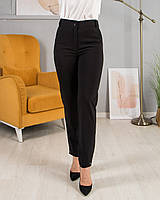 Чорні ділові жіночі офісні штани, прямого фасону, на літо, великі розміри 44, 46, 48, 50, 52, 54, 56, 58