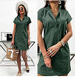 🔸 Жіноче льняне плаття туніка літнє, коротке | Сукня-сорочка натуральна, 100% льон, на літо | Норма, фото 8