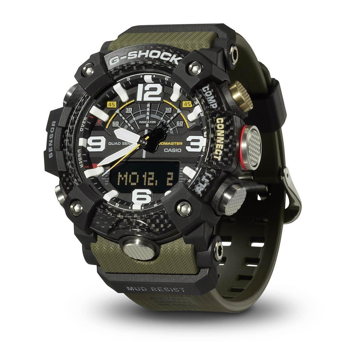 Стильні полімерні чоловічі наручні годинники Casio оригінал Японія G-Shock GG-B100-1A3ER з полімерним ремінцем