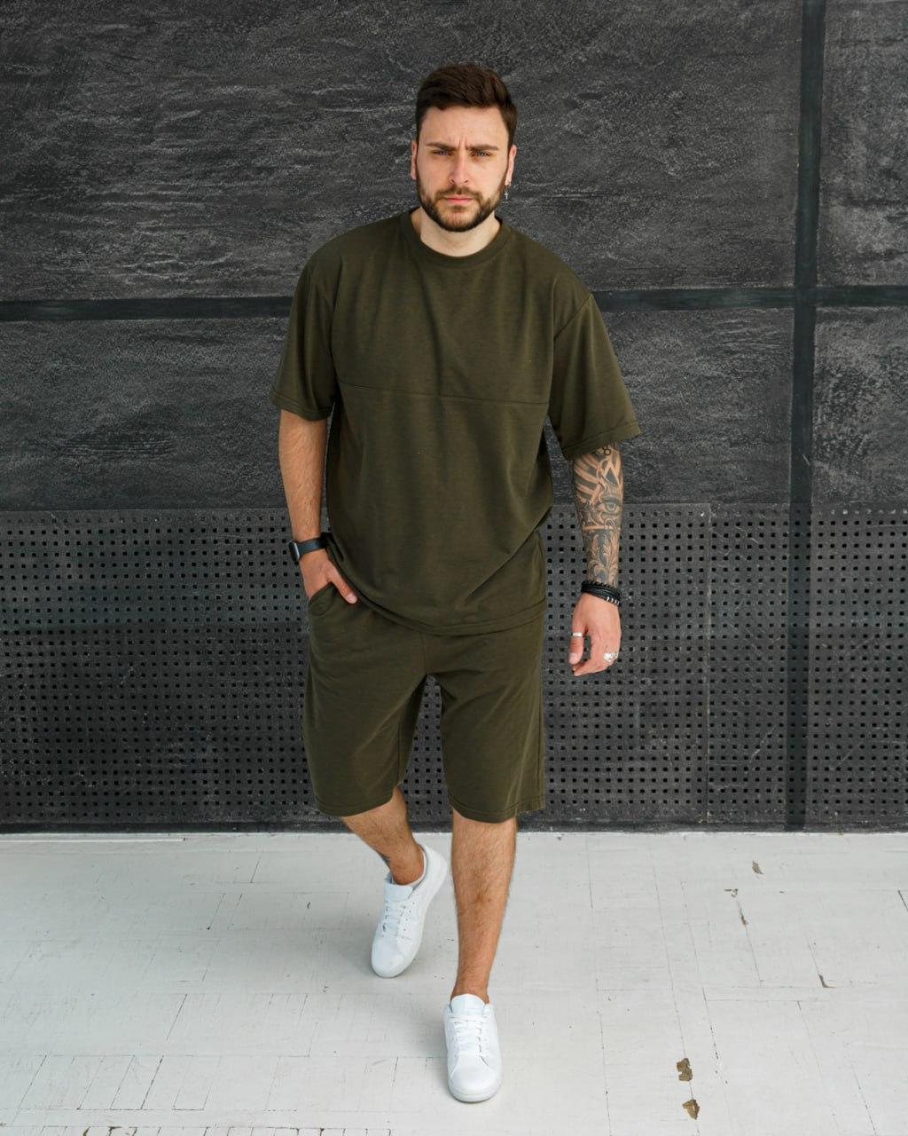 Чоловічий комплект оверсайз шорти та футболка, фото 1