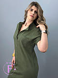 🔸 Жіноче лляне плаття туніка Батал коротке | Стильна Сукня-сорочка 100% льон на літо, 50-52, 54-56, фото 9