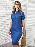 🔸 Жіноче лляне плаття туніка Батал коротке | Стильна Сукня-сорочка 100% льон на літо, 50-52, 54-56, фото 7