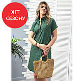 🔸 Жіноче лляне плаття туніка Батал коротке | Стильна Сукня-сорочка 100% льон на літо, 50-52, 54-56, фото 10