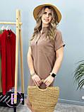 🔸 Жіноче лляне плаття туніка Батал коротке | Стильна Сукня-сорочка 100% льон на літо, 50-52, 54-56, фото 8
