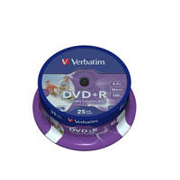 Диск DVD Verbatim 4.7Gb 16X CakeBox 25шт Silver (43500)