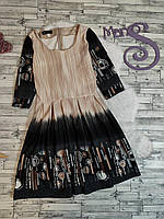 Жіноча сукня Lady Like коричнева з принтом рукав три чверті Розмір 46 М