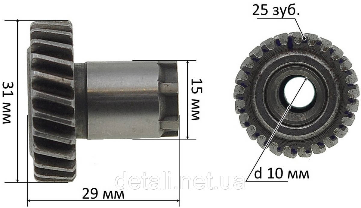 Ответная шестерня перфоратора Арсенал П-1050 / Темп 950 d31 h29 25 зубов вправо - фото 2 - id-p1198624558