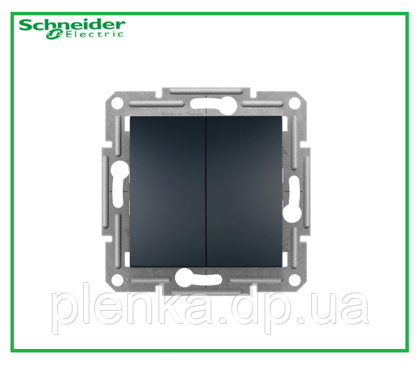 Вимикач двоклавішний прохідний Schneider Electric Asfora Антрацит EPH0600171