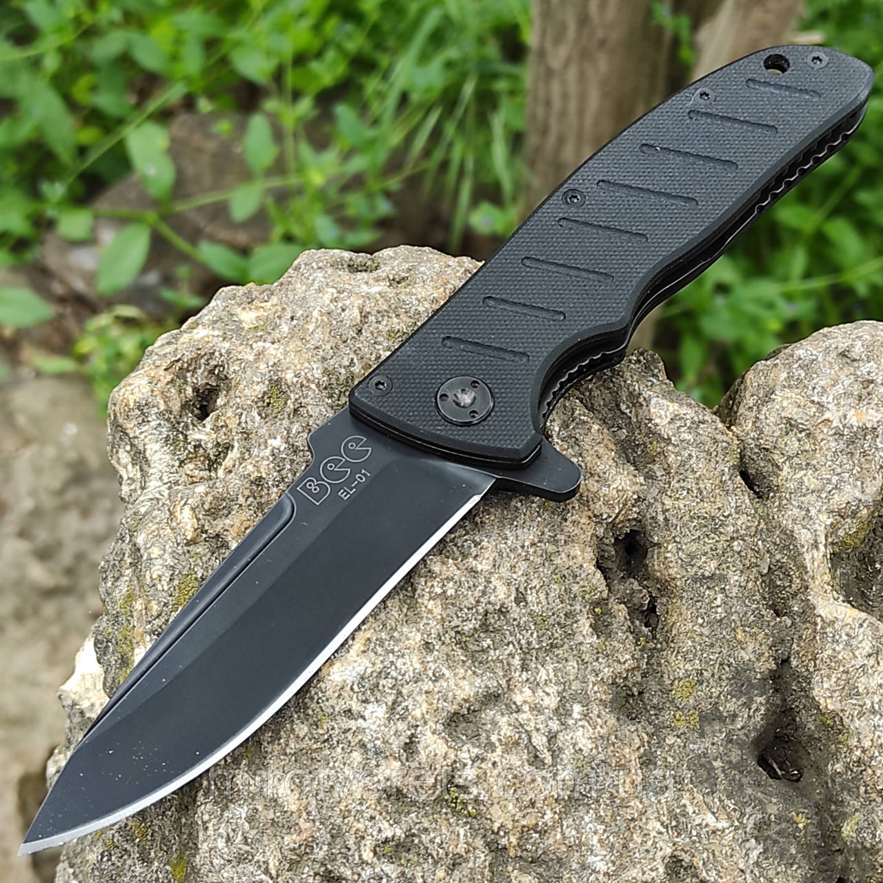 Ніж складний Enlan EL-01BA, 8Cr13MoV чорний, +paracord