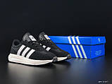 Чоловічі замшеві кросівки Adidas чорні з білим  кросівки текстиль, фото 6